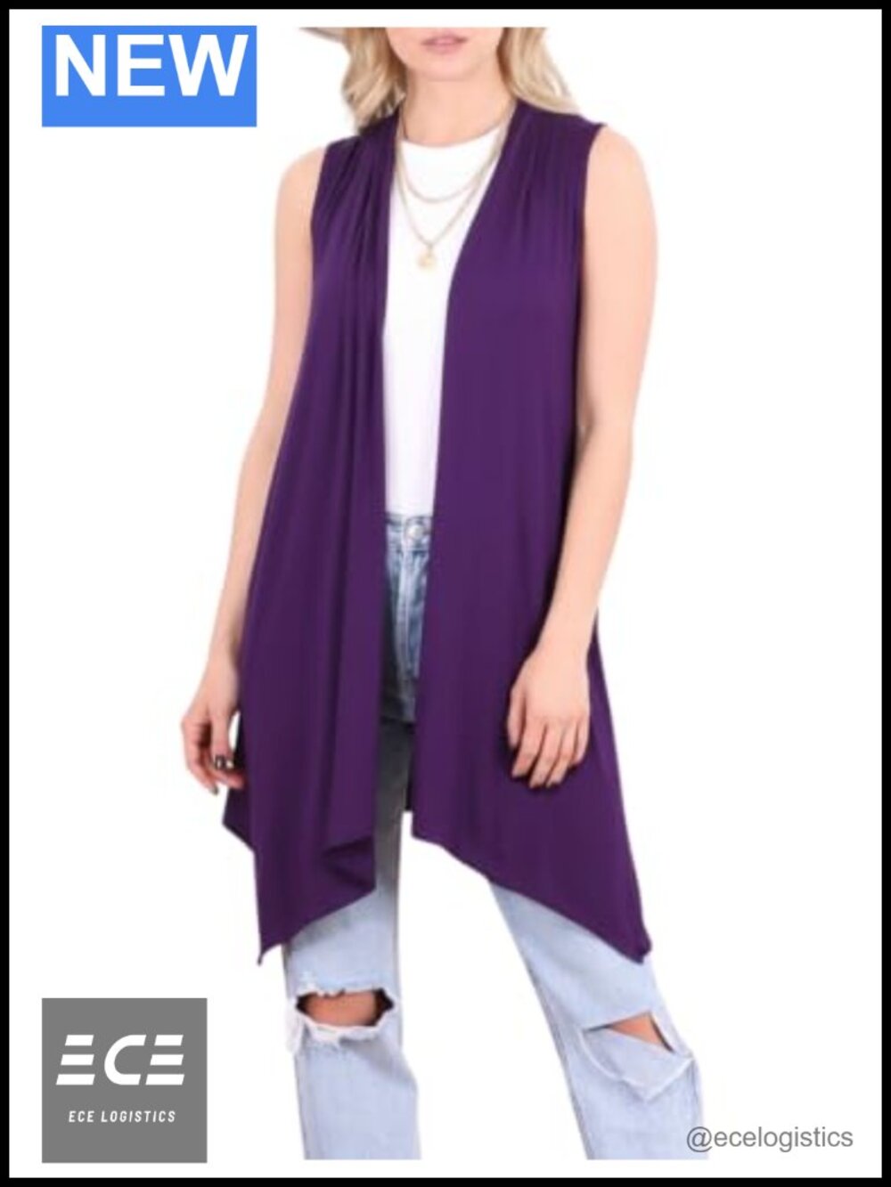 Sleeveless Open Front Cardigan Vest Long Sweater Lightweight Rayon Spandex